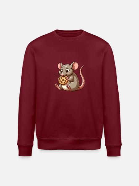 Cute mouse nibbles biscuit - Stanley/Stella ROLLER Unisex Organic Sweatshirt - white