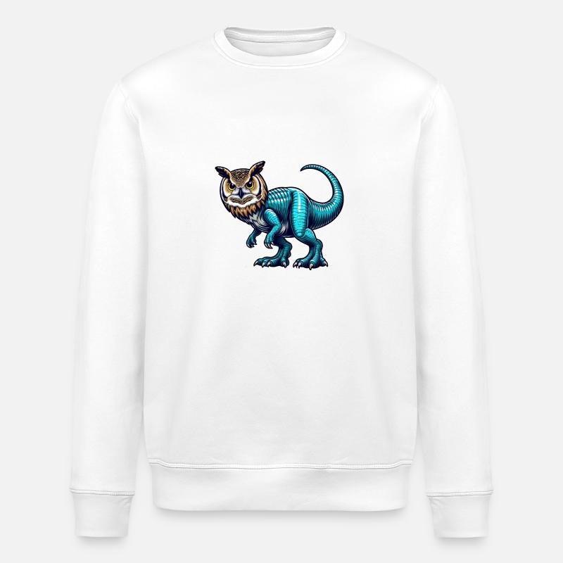 T-Rex Eule Fusion Fabeltier Design - Stanley/Stella Unisex Bio-Sweatshirt ROLLER - Weiß