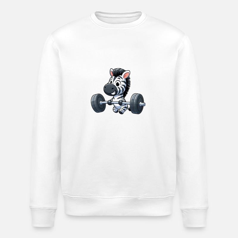 Zebra Powerlifting: Krafttraining mit Hanteln - Stanley/Stella Unisex Bio-Sweatshirt ROLLER - Weiß