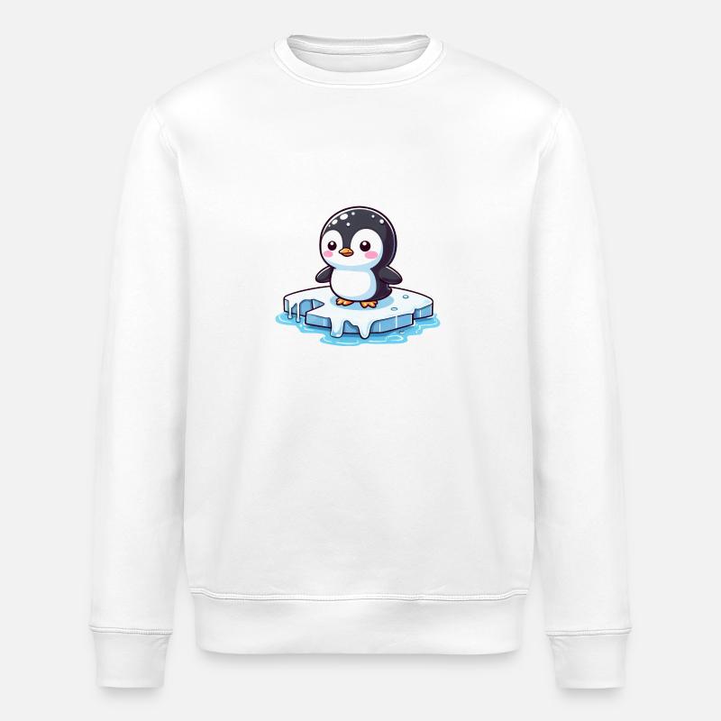 Penguin, Global Warming & Melting Ice - Stanley/Stella ROLLER Unisex Organic Sweatshirt - white