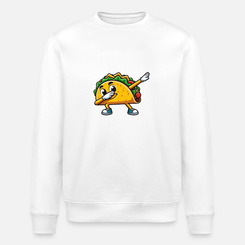 Taco Dabbing Fast Food Fun - Stanley/Stella ROLLER Unisex Organic Sweatshirt - white