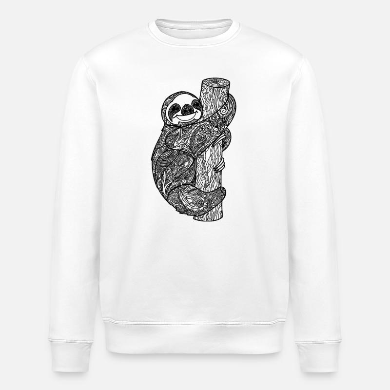 Faultier Zentangle - Stanley/Stella Unisex Bio-Sweatshirt ROLLER - Weiß