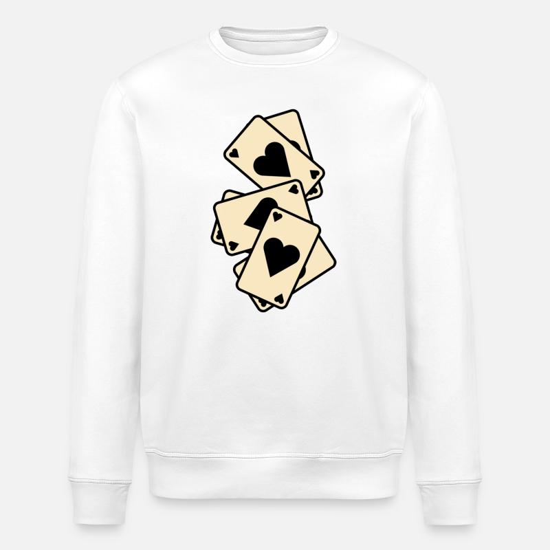 Herz-Ass-Kartenmischen - Stanley/Stella Unisex Bio-Sweatshirt ROLLER - Weiß