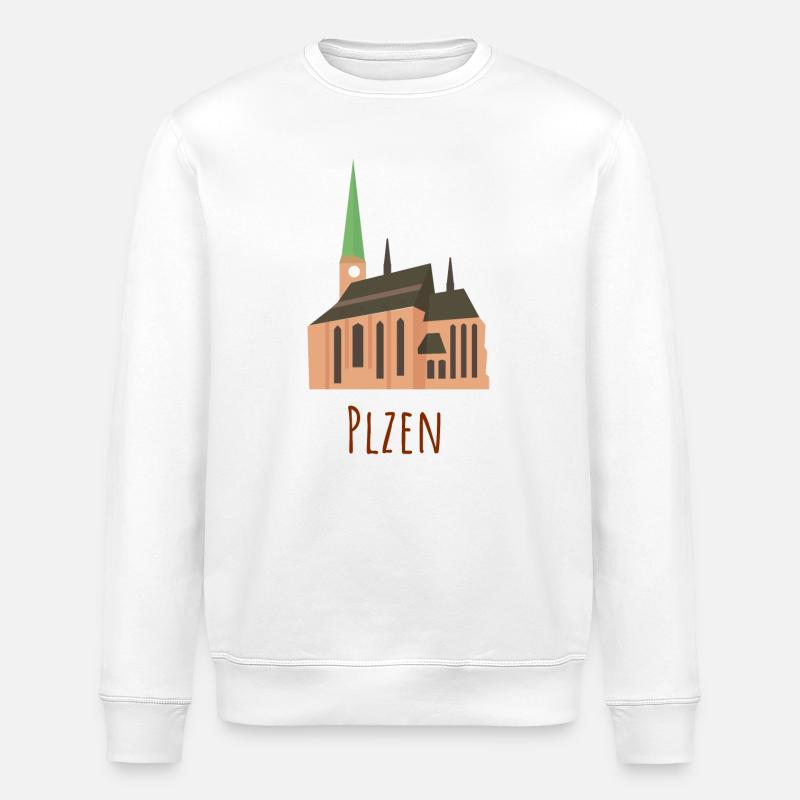 Historische Plzen Kathedrale Illustration - Stanley/Stella Unisex Bio-Sweatshirt ROLLER - Weiß