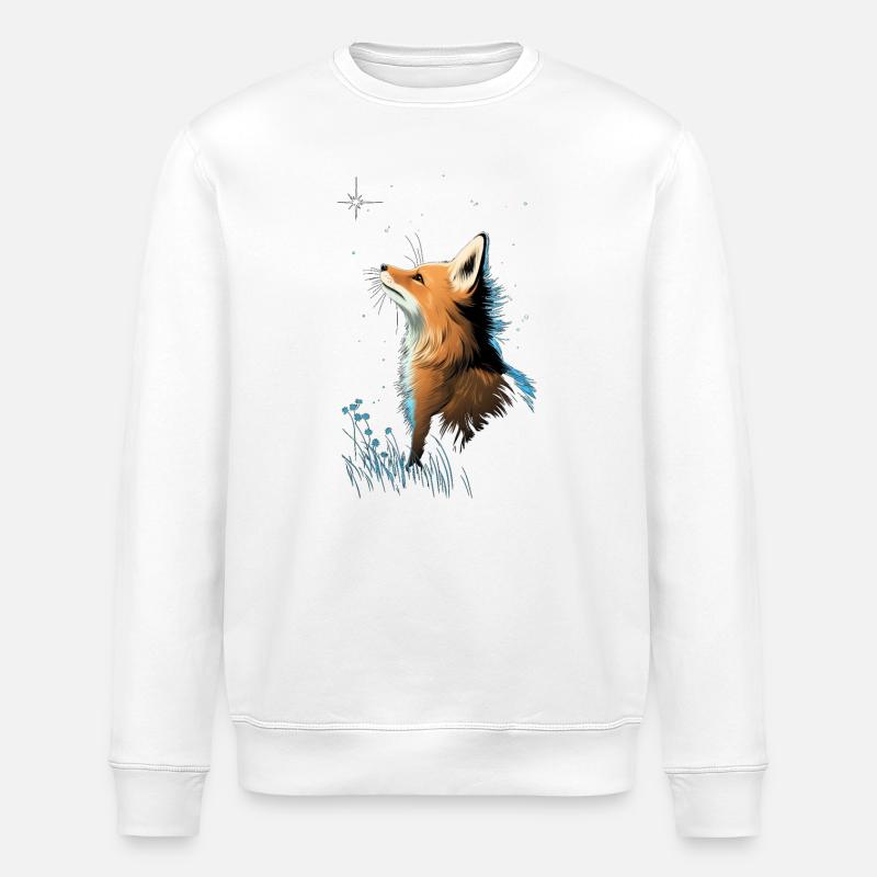 Fuchs mit Sternenhimmel - Stanley/Stella Unisex Bio-Sweatshirt ROLLER - Weiß