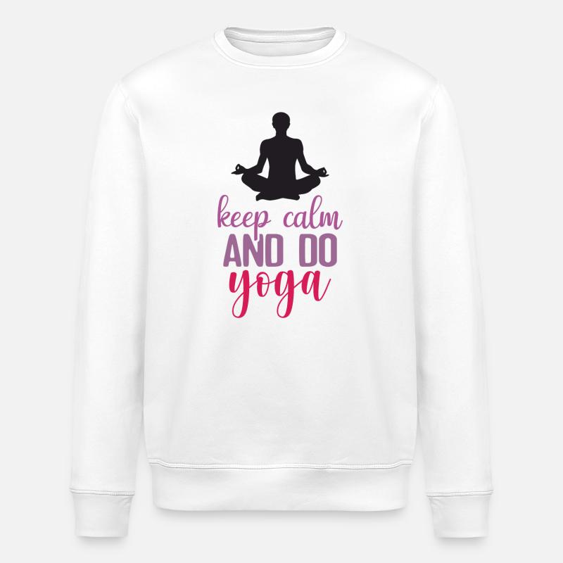 Restez calme et faites du yoga - Sweat bio ROLLER Stanley/Stella Unisexe - blanc