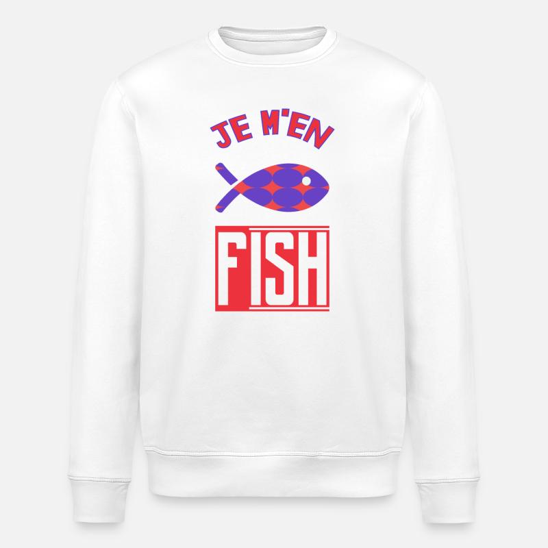 JE M'EN FISH. POISSON - Sweat bio ROLLER Stanley/Stella Unisexe - blanc