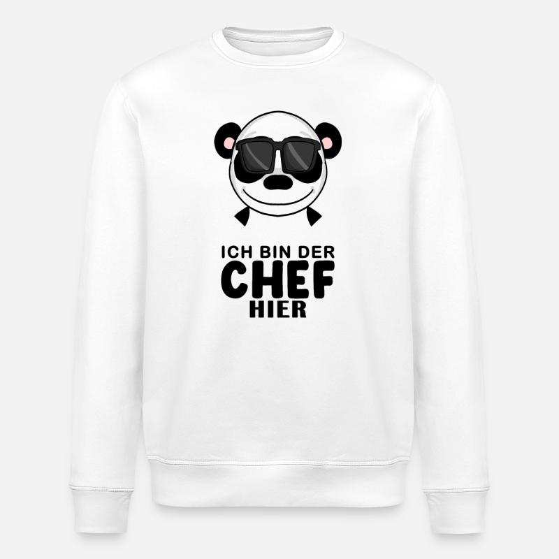 Chef Spruch Anführer Panda Motiv - Stanley/Stella Unisex Bio-Sweatshirt ROLLER - Weiß