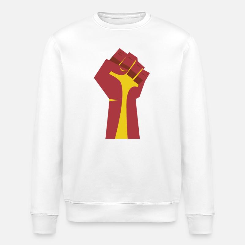 Die erhobene Faust (rot, gelb) - Stanley/Stella Unisex Bio-Sweatshirt ROLLER - Weiß