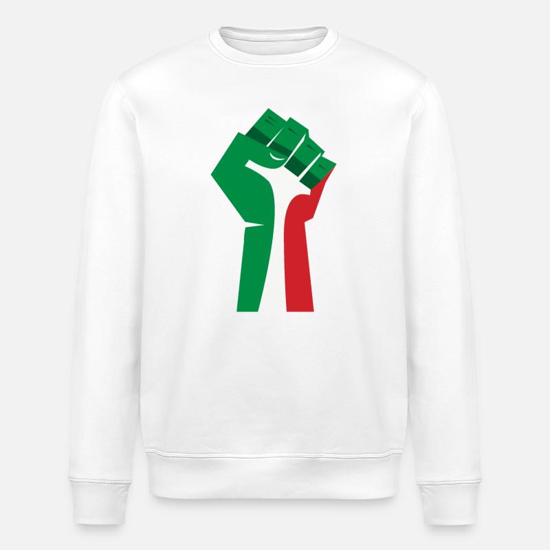 Le poing levé (vert, blanc, rouge) - Sweat bio ROLLER Stanley/Stella Unisexe - blanc