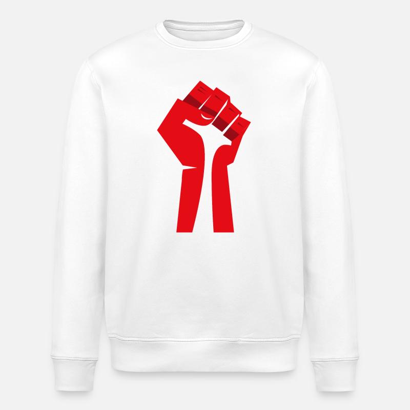 Le poing levé (rouge, blanc) - Sweat bio ROLLER Stanley/Stella Unisexe - blanc