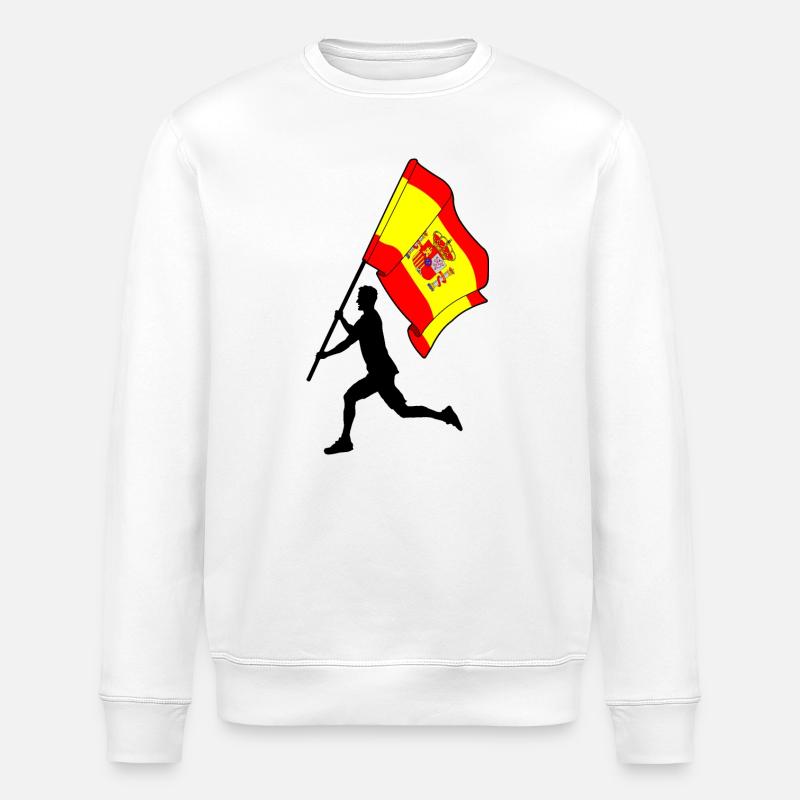 Flagge Spanien Mann läuft - Stanley/Stella Unisex Bio-Sweatshirt ROLLER - Weiß