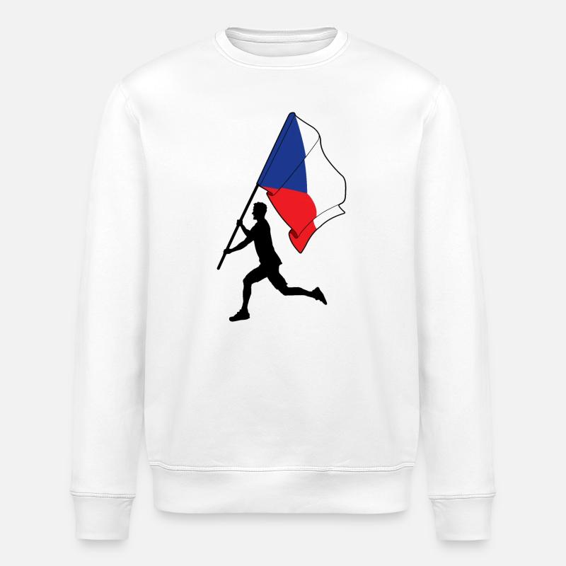Flagge Tschechien Mann läuft - Stanley/Stella Unisex Bio-Sweatshirt ROLLER - Weiß