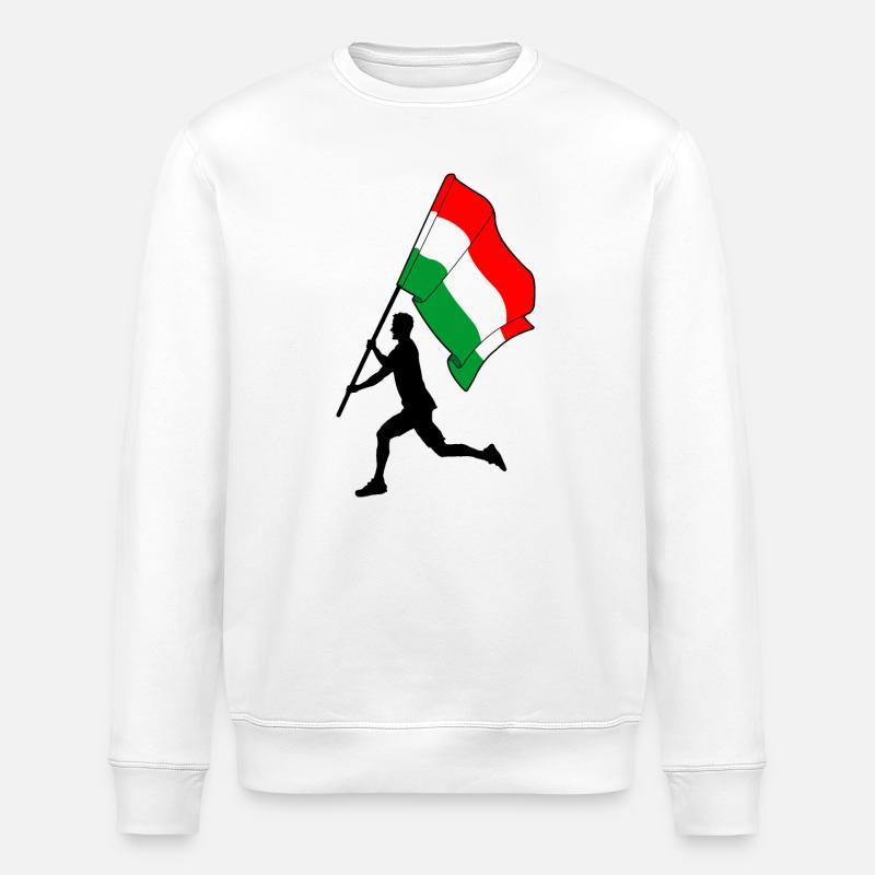 Flagge Ungarn Mann läuft - Stanley/Stella Unisex Bio-Sweatshirt ROLLER - Weiß