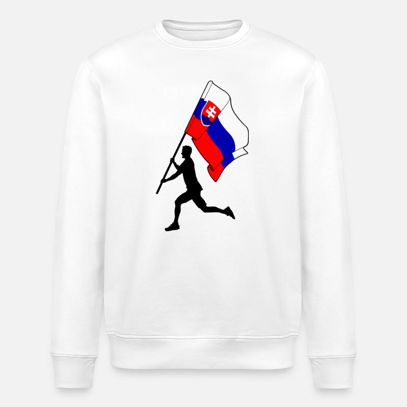 Flagge Slowakei Mann läuft - Stanley/Stella Unisex Bio-Sweatshirt ROLLER - Weiß