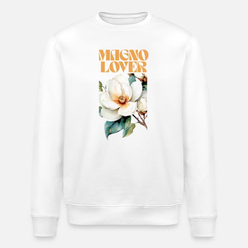 Magnolia Love Botanisches Design - Stanley/Stella Unisex Bio-Sweatshirt ROLLER - Weiß