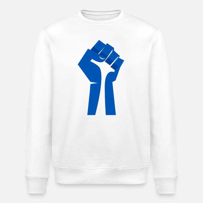 Le poing levé (bleu, blanc) - Sweat bio ROLLER Stanley/Stella Unisexe - blanc