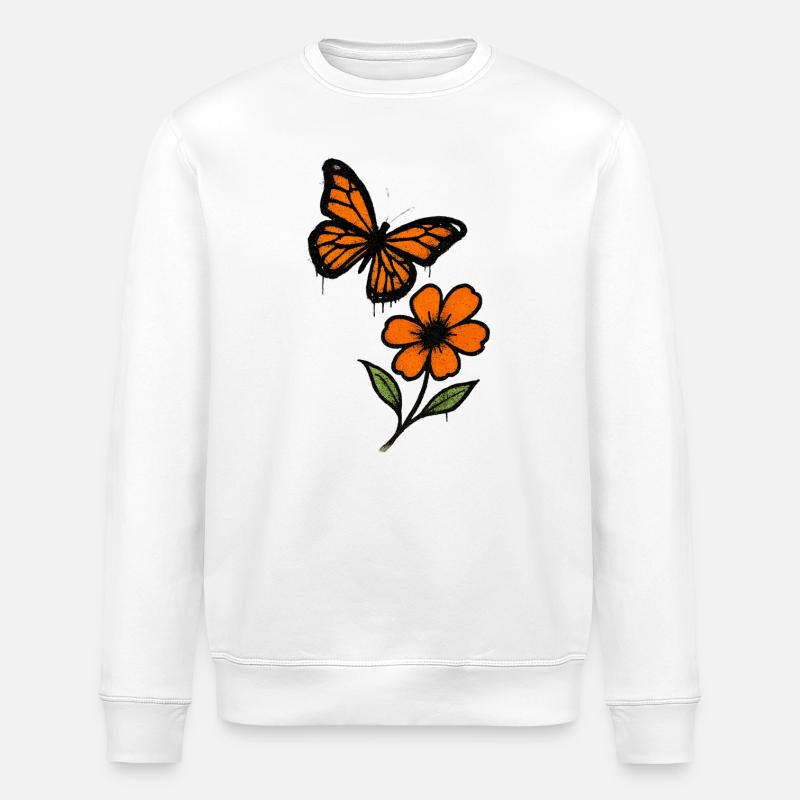 Graffiti de papillons et de fleurs - Sweat bio ROLLER Stanley/Stella Unisexe - blanc