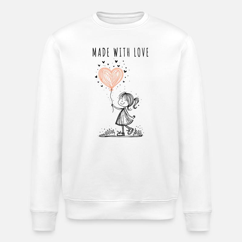 Made with Love – Handgezeichnetes Herz - Stanley/Stella Unisex Bio-Sweatshirt ROLLER - Weiß