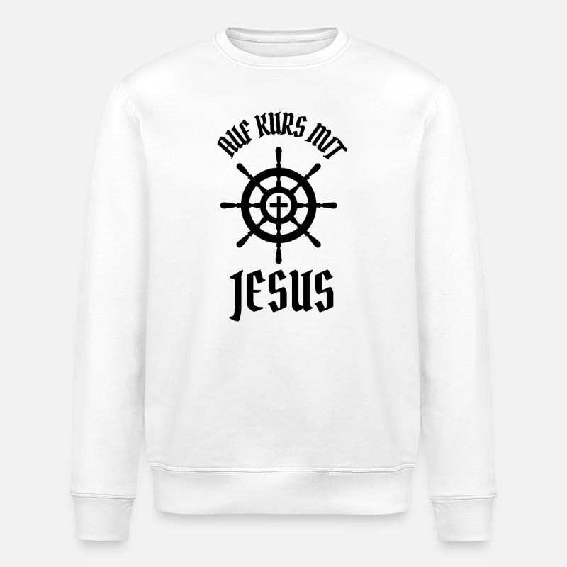 Auf Kurs mit Jesus - Stanley/Stella Unisex Bio-Sweatshirt ROLLER - Weiß