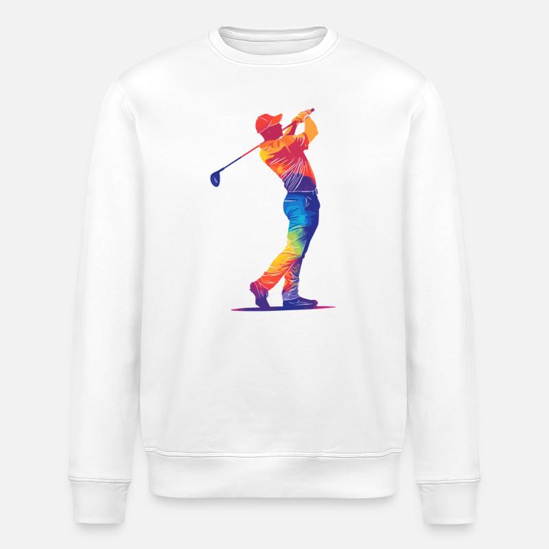 Bunter Golfer-Schwung - Stanley/Stella Unisex Bio-Sweatshirt ROLLER - Weiß