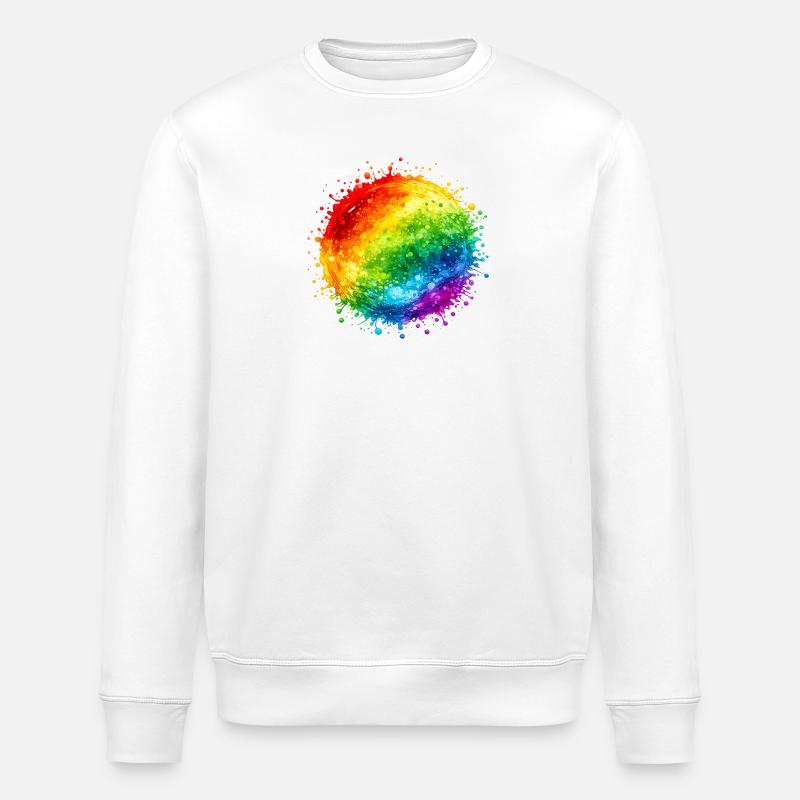 Regenbogenfarbene Farbspritzer Explosion - Stanley/Stella Unisex Bio-Sweatshirt ROLLER - Weiß