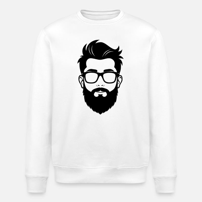 Bärtiger Hipster-Mann - Stanley/Stella Unisex Bio-Sweatshirt ROLLER - Weiß