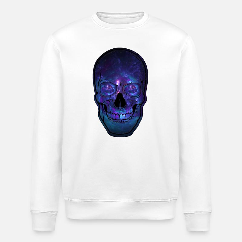 Galactic Skull Nebula - Stanley/Stella ROLLER Unisex Organic Sweatshirt - white