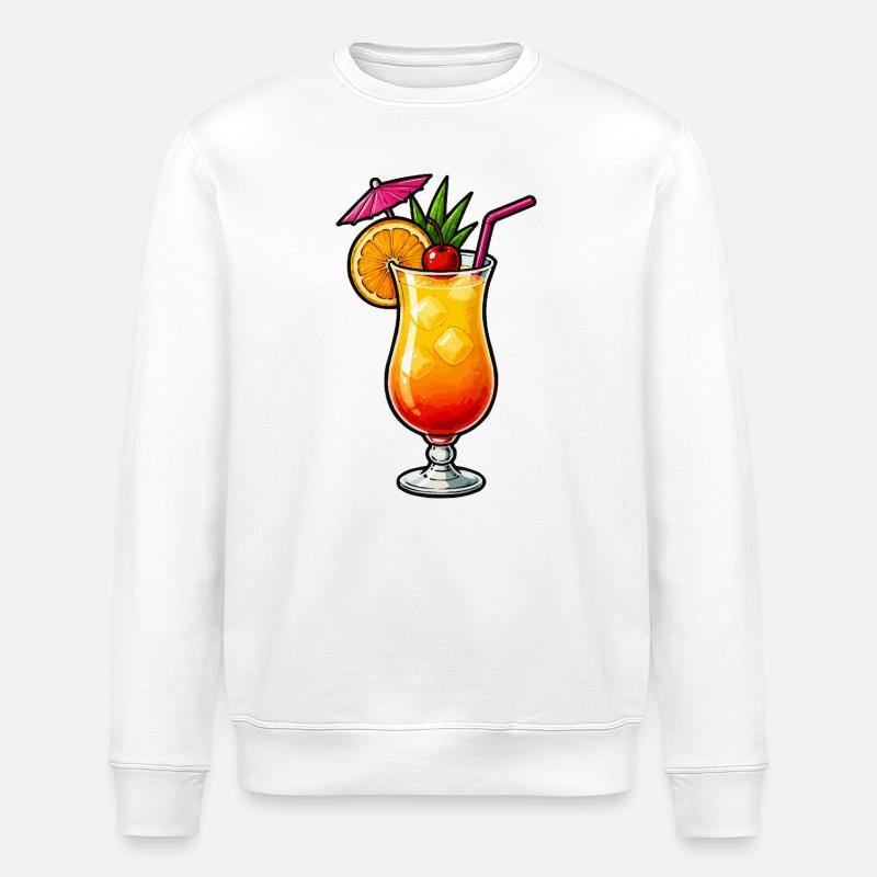Tropical cocktail with orange - Stanley/Stella ROLLER Unisex Organic Sweatshirt - white