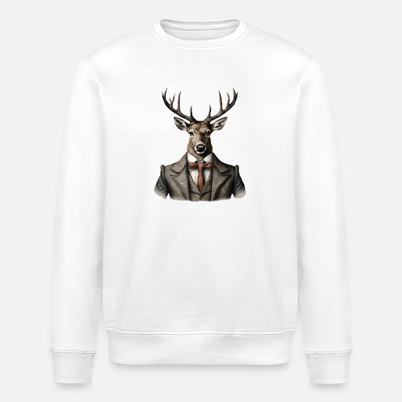 Hirschkopf - Stanley/Stella Unisex Bio-Sweatshirt ROLLER - Weiß