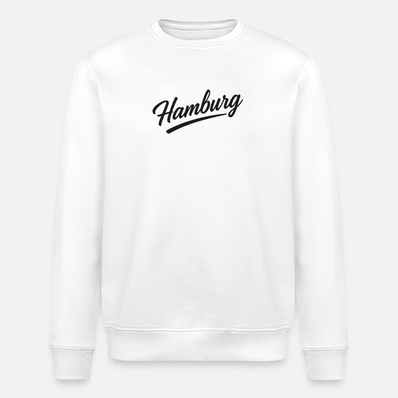Hamburg Script City Design with Underline - Stanley/Stella ROLLER Unisex Organic Sweatshirt - white