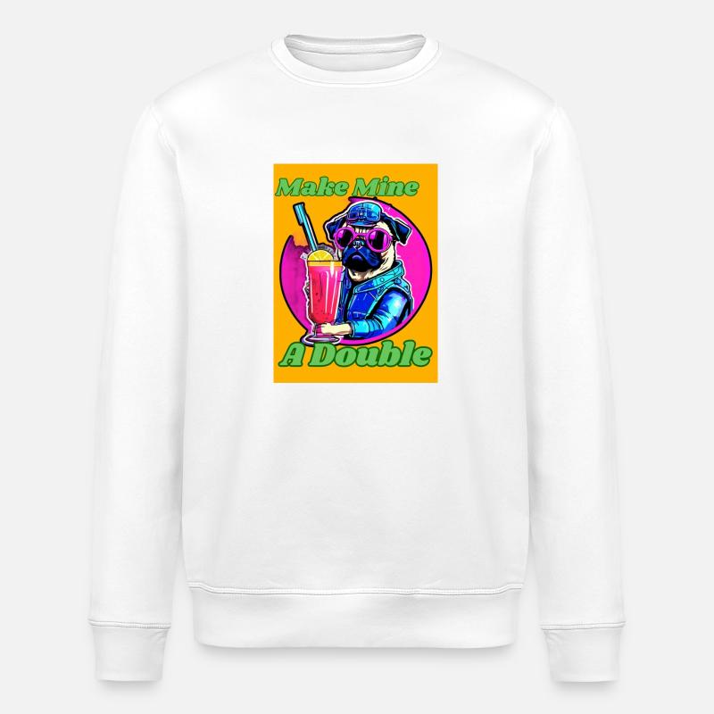 Make MIne a Double - Stanley/Stella ROLLER Unisex Organic Sweatshirt - white