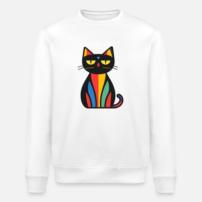 Katze Halloween Kater - Stanley/Stella Unisex Bio-Sweatshirt ROLLER - Weiß