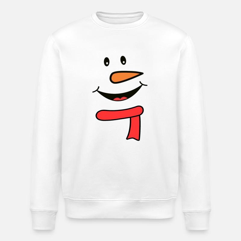 Snowman face with scarf - Stanley/Stella ROLLER Unisex Organic Sweatshirt - white