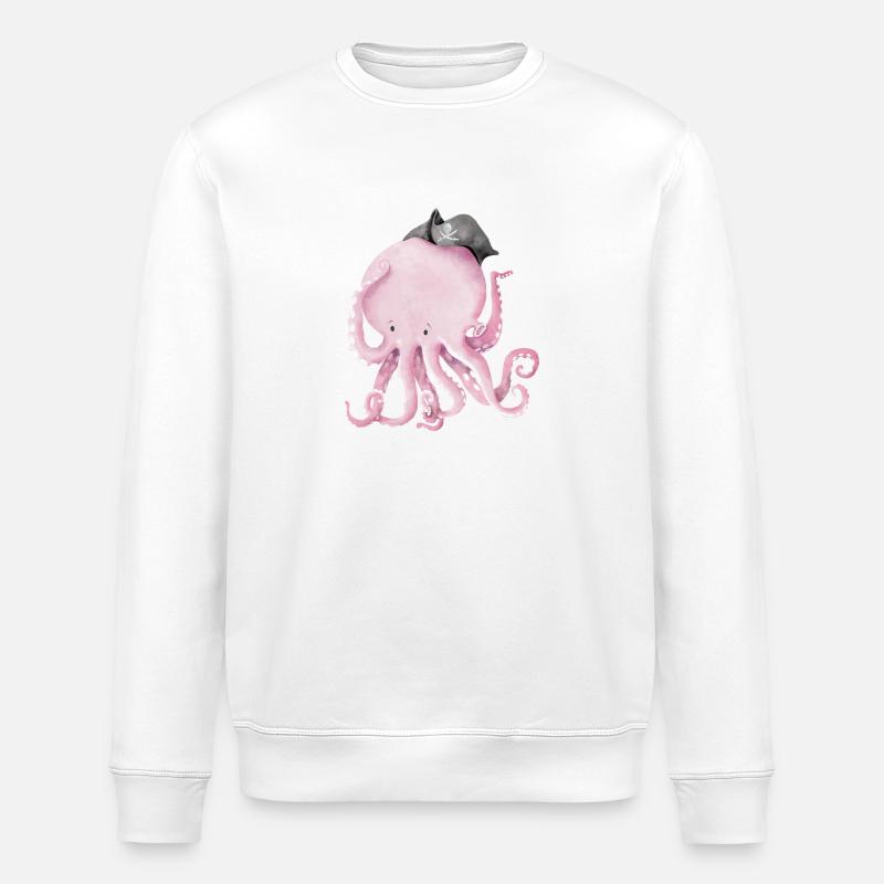Captain Jack Octopus - Stanley/Stella ROLLER Unisex Organic Sweatshirt - white