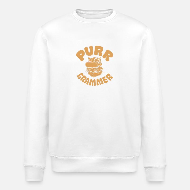 Coder Katze Lustig Programmierer Geschenk - Stanley/Stella Unisex Bio-Sweatshirt ROLLER - Weiß