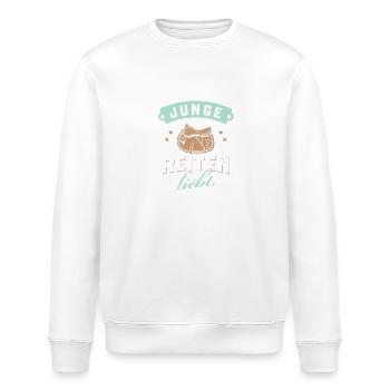 Junge Reiter Liebe Pferd Hobby Freude Idee - Stanley/Stella Unisex Bio-Sweatshirt ROLLER - Weiß - Vorne - Nik (191cm)