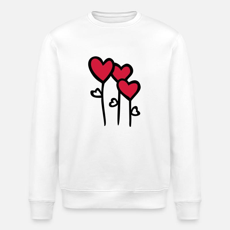 HERZ Blumen - Stanley/Stella Unisex Bio-Sweatshirt ROLLER - Weiß