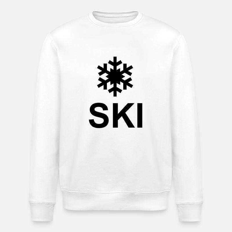 Snowflake and ski - Stanley/Stella ROLLER Unisex Organic Sweatshirt - white