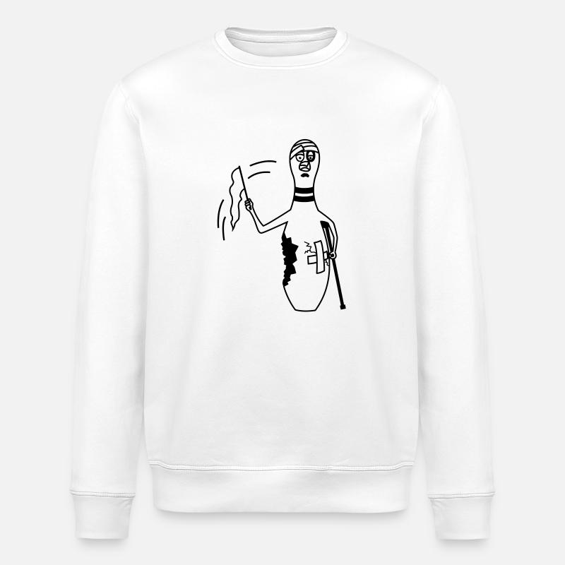 Verletzter Bowling Pin - Stanley/Stella Unisex Bio-Sweatshirt ROLLER - Weiß