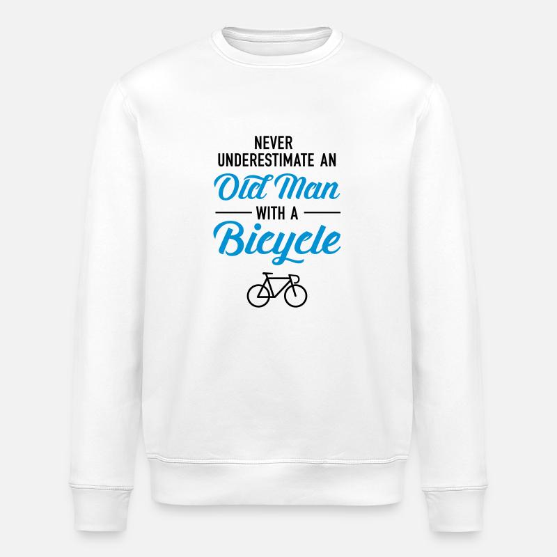 Old Man - Bicycle - Stanley/Stella ROLLER Unisex Organic Sweatshirt - white