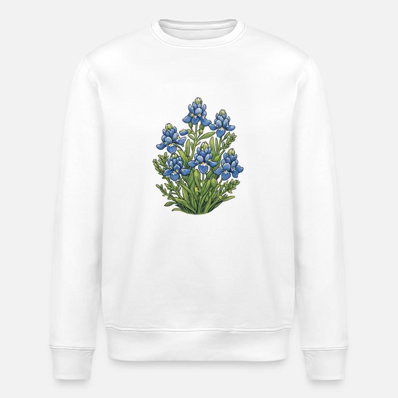 Texas Bluebonnets - Stanley/Stella ROLLER Unisex Organic Sweatshirt - white