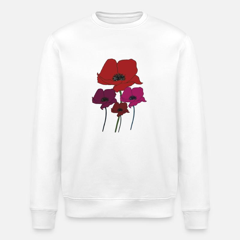 Bouquet de coquelicots - Sweat bio ROLLER Stanley/Stella Unisexe - blanc