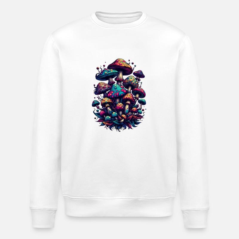 Psychedelic Mushroom Magic - Stanley/Stella ROLLER Unisex Organic Sweatshirt - white