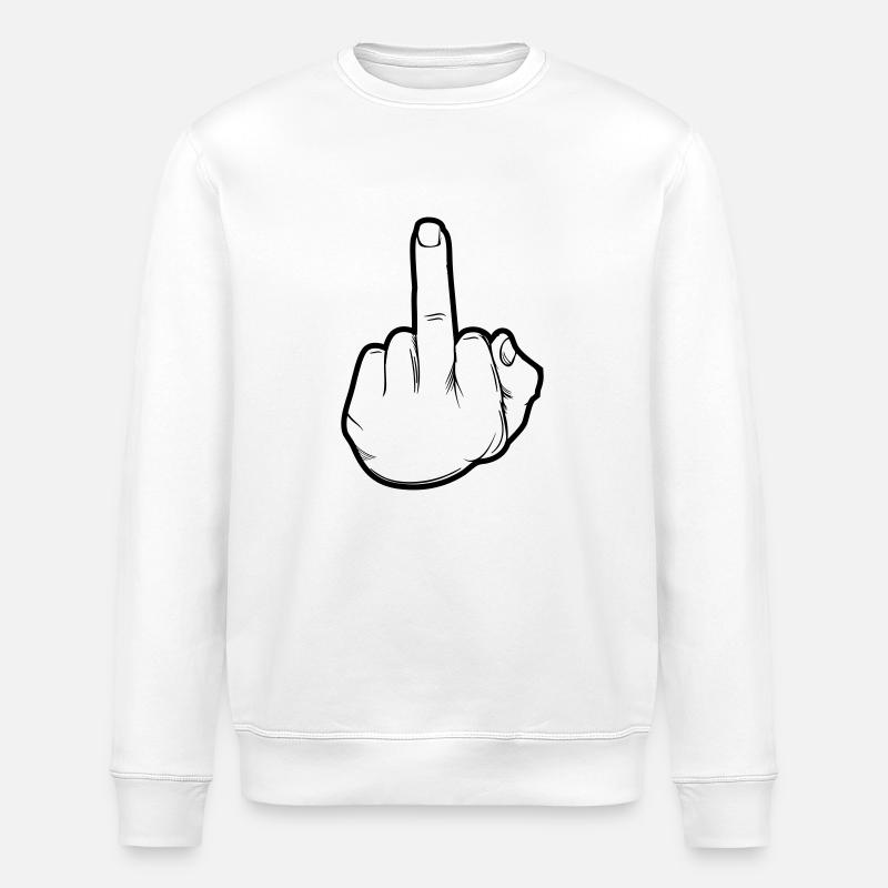 Hand middle finger - Stanley/Stella ROLLER Unisex Organic Sweatshirt - white