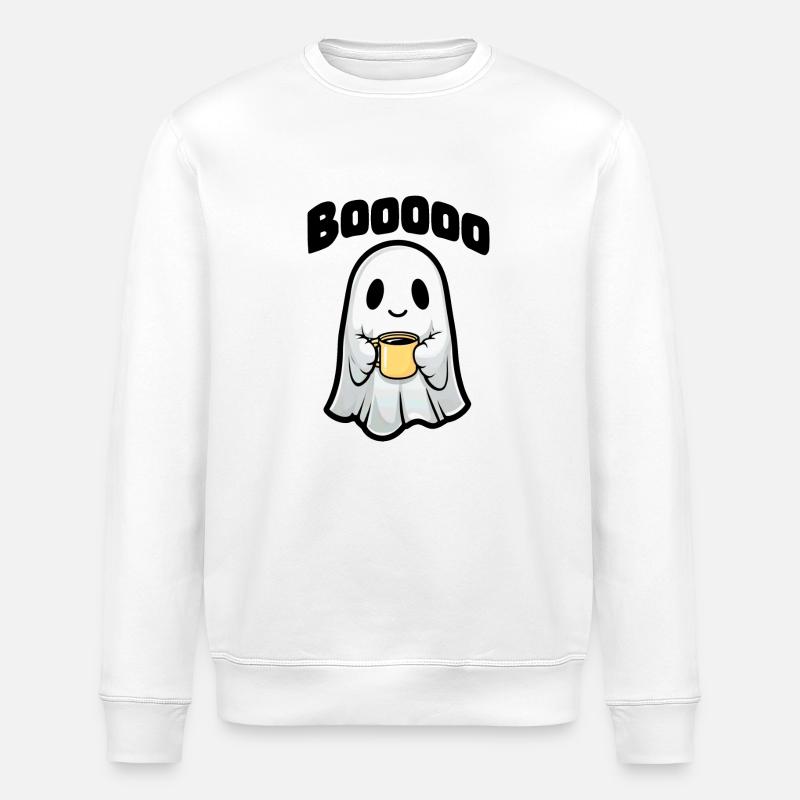 Sweet Ghost with Mug - Stanley/Stella ROLLER Unisex Organic Sweatshirt - white