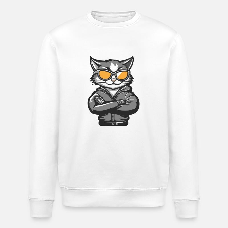Cat Comic Cool - Stanley/Stella ROLLER Unisex Organic Sweatshirt - white