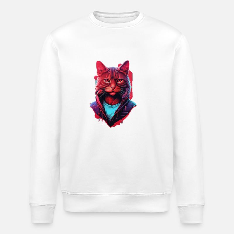 Cat - Stanley/Stella ROLLER Unisex Organic Sweatshirt - white