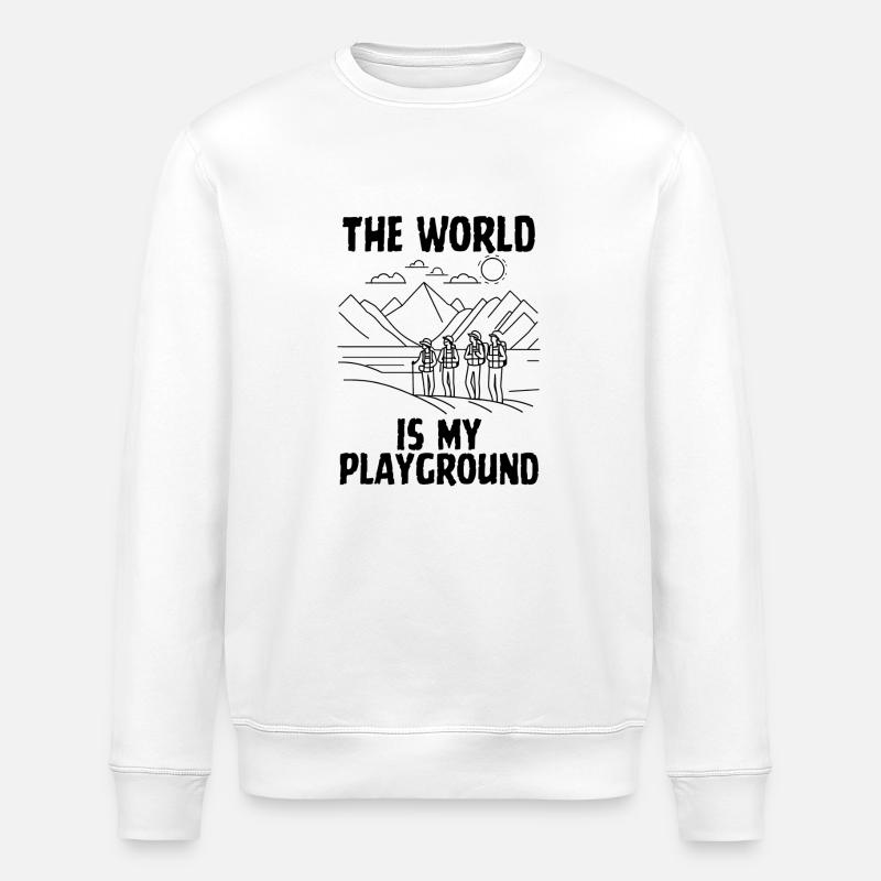 Verden er min legeplads - Stanley/Stella økologisk unisex-sweatshirt ROLLER - hvid