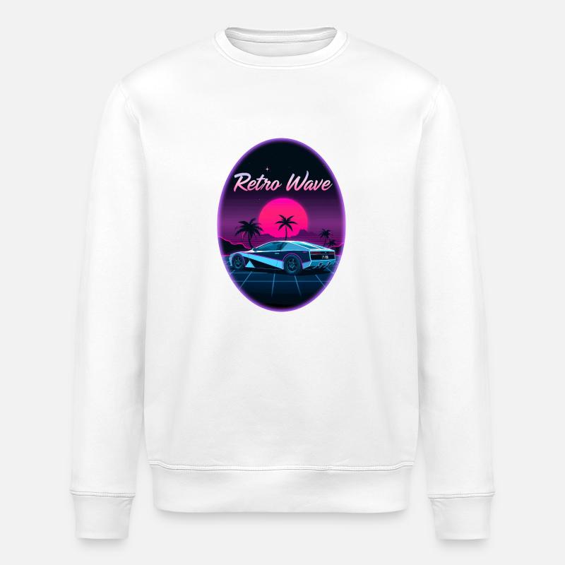 “Retro Wave” design - Sweat bio ROLLER Stanley/Stella Unisexe - blanc